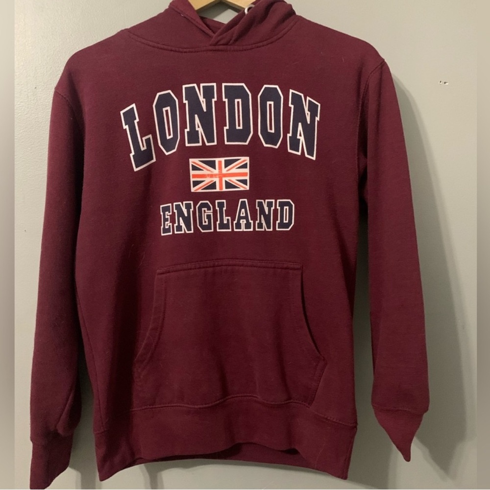 London England Maroon Hoodie